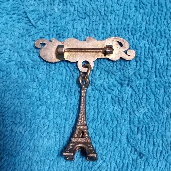 Goldtone Paris Eiffel Tower Brooch Vintage - Picture 3 of 3